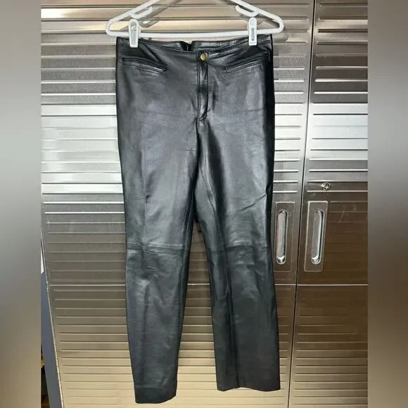 Maybe.com Argentina Black Genuine Leather Pants 6 - Picture 1 of 10